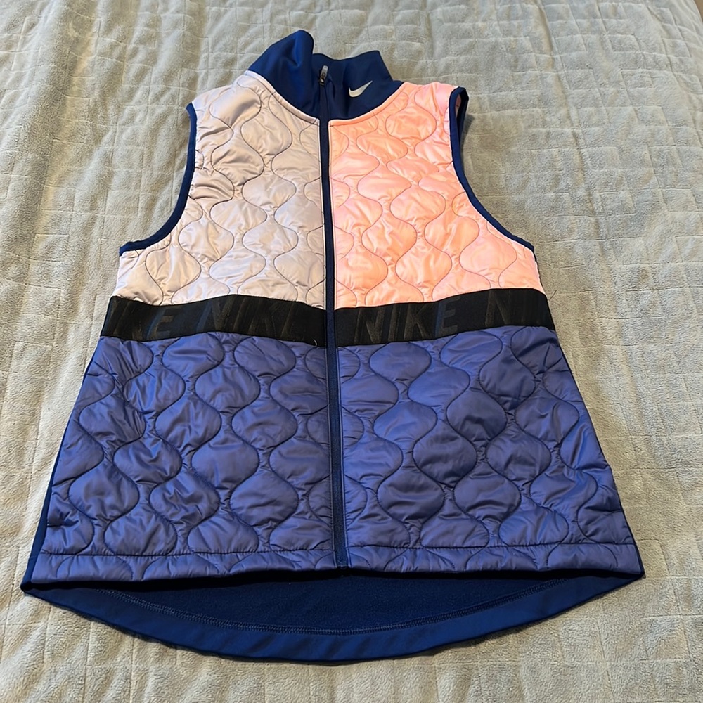 Nike Aerolayer Quilted Vest, Running, Pink, Blue, Black, Gray, Pockets, Size S - Picture 1 of 11